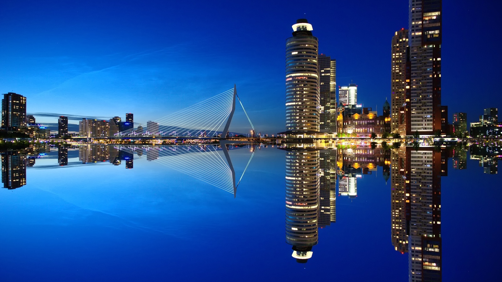 , , , , , , , , , , the sky, holland, night, rotterdam, water, the city, skyscrapers, architecture, port, netherlands