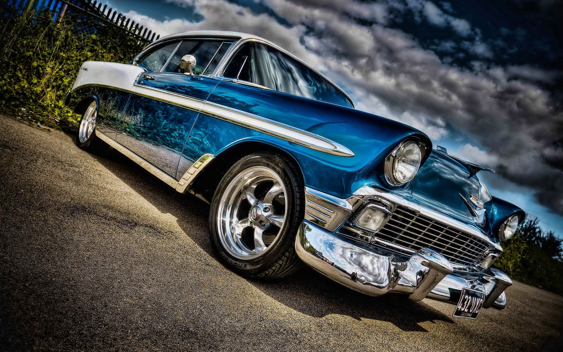 chevrolet, bel air, parking, 1958, cars, hdr, retro