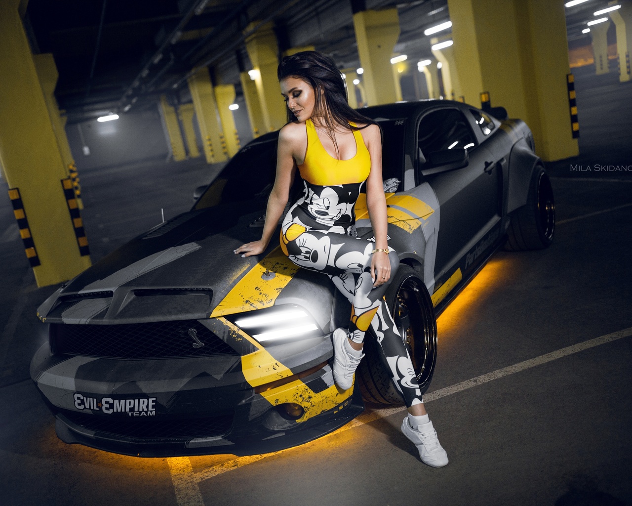 ford mustang, women, ford, girl, parking, sexy, tuning