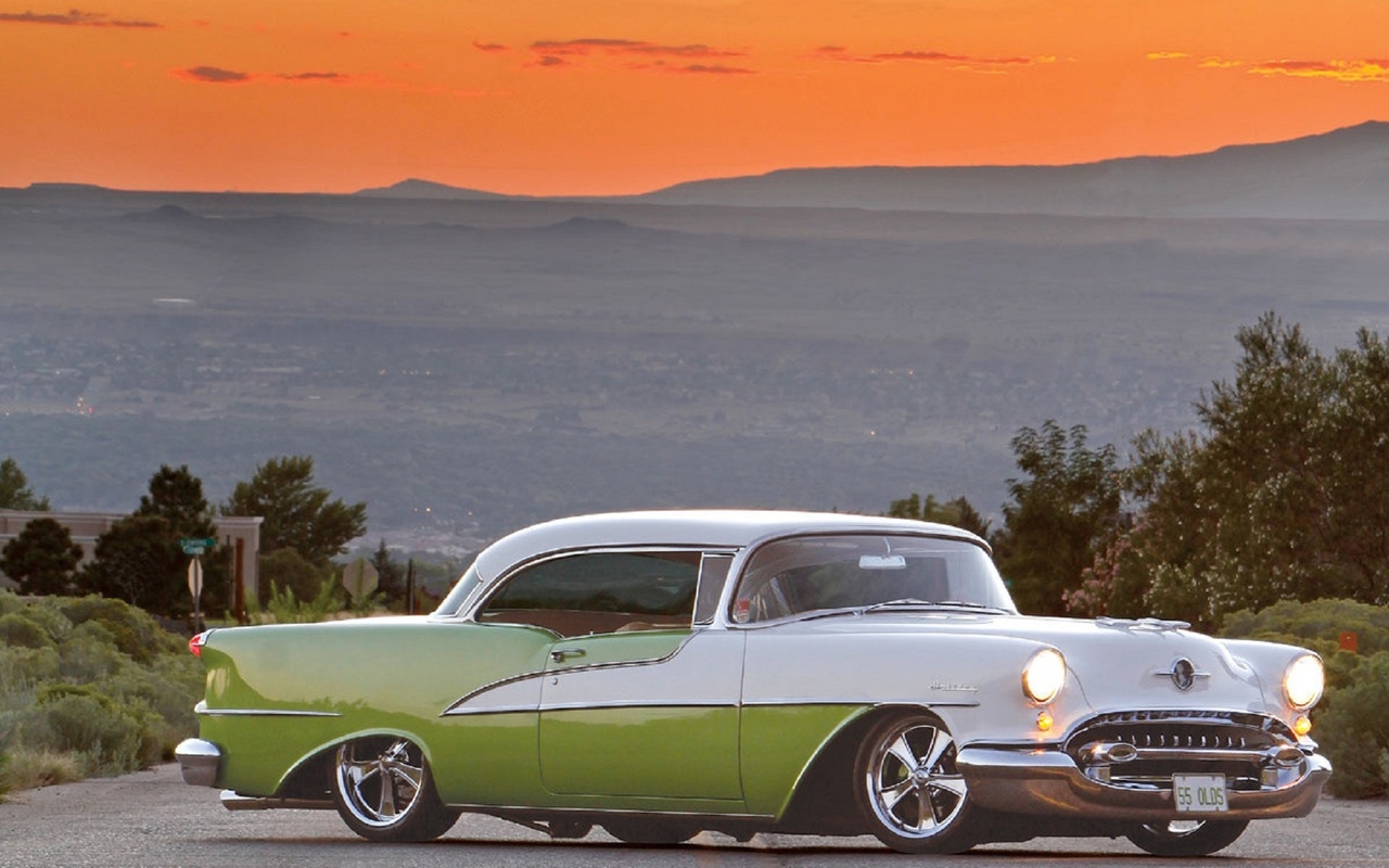 american, classic, car, custom, oldsmobile, 1955