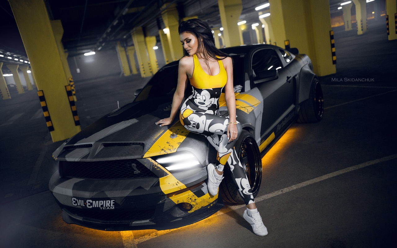 ford mustang, women, ford, girl, parking, sexy, tuning