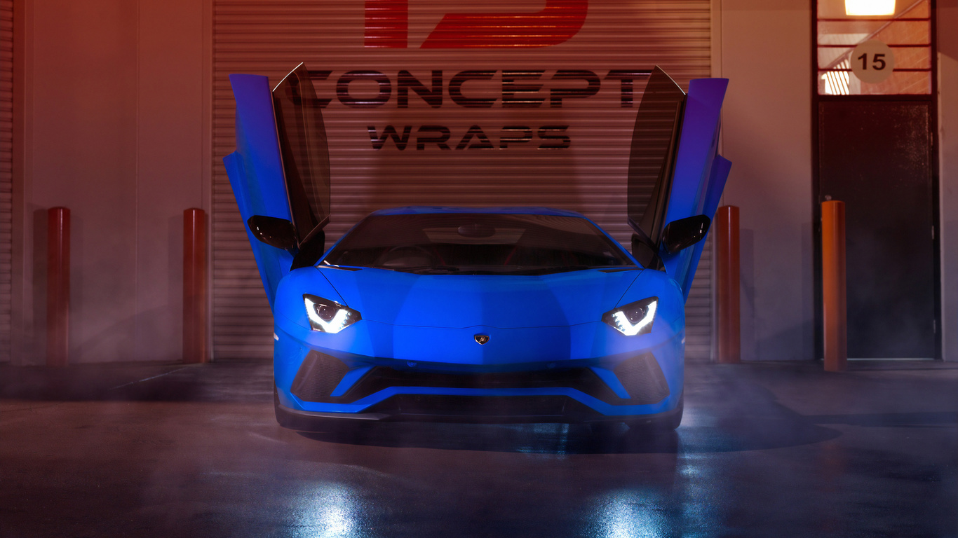 blue, lamborghini, aventador,  