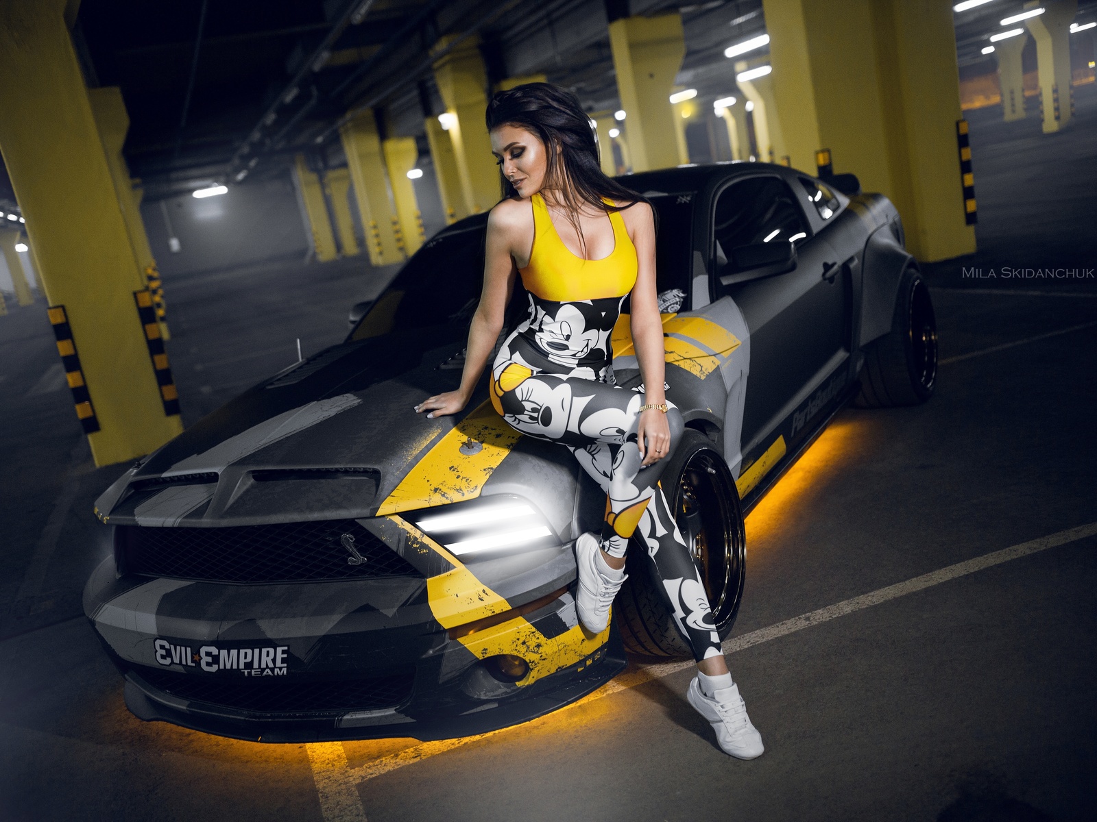 ford mustang, women, ford, girl, parking, sexy, tuning