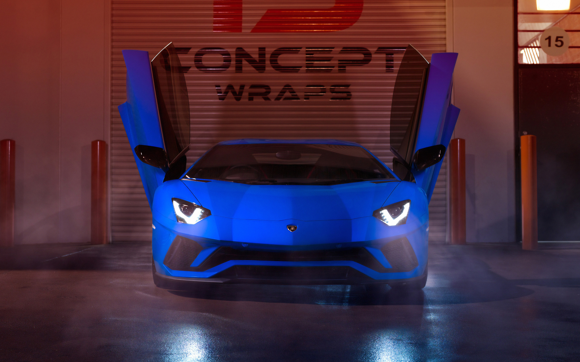 blue, lamborghini, aventador,  