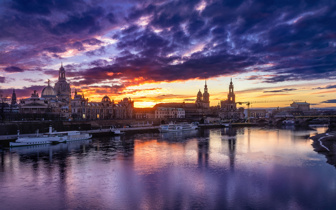 dresden, 4k, sunset, cityscapes, german cities, germany, dresden skyline, cities of germany