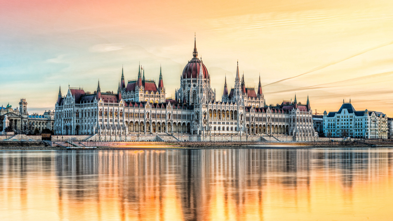 budapest, hungarian parliament building, evening, sunset, danube river, hungary, budapest landmark, parliament