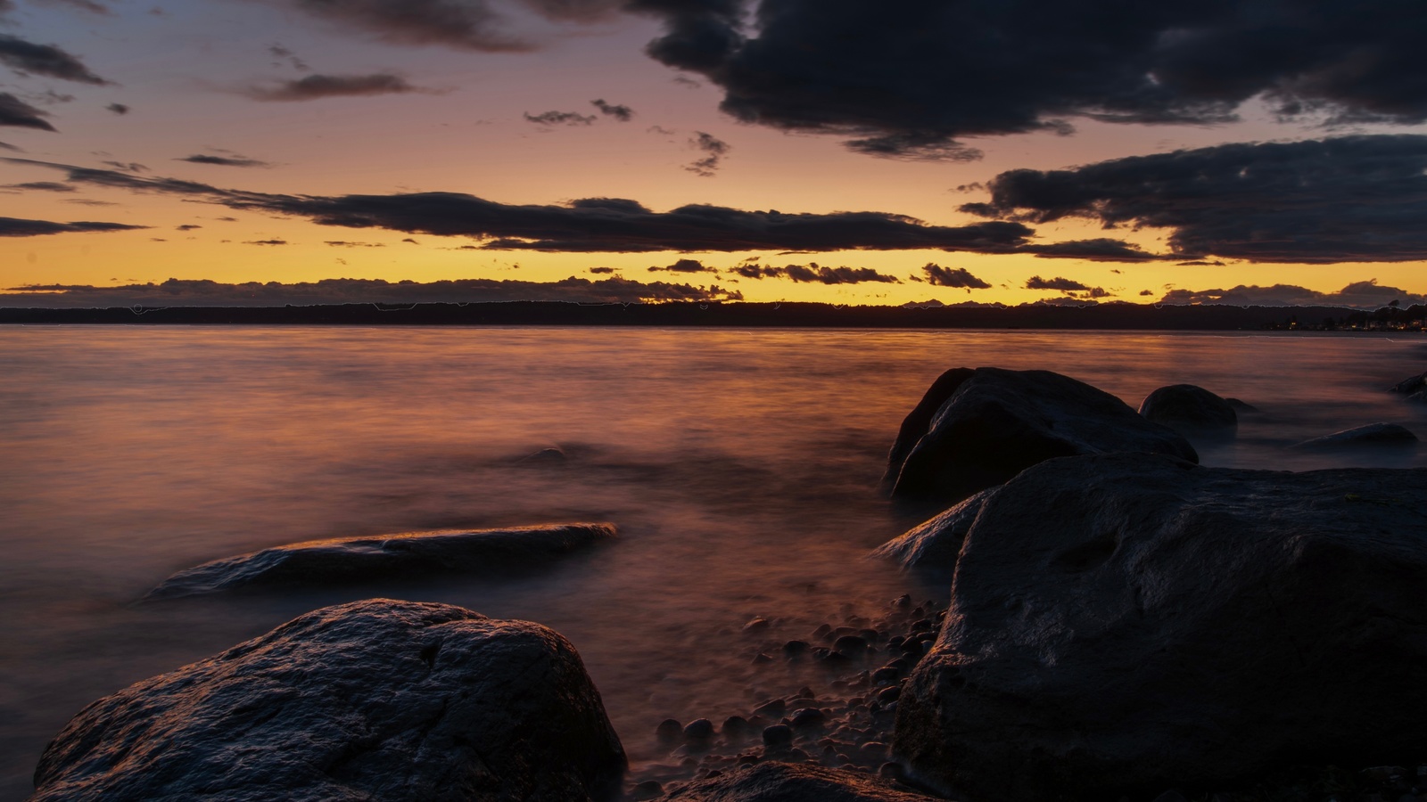 dark, evening, sea, coast