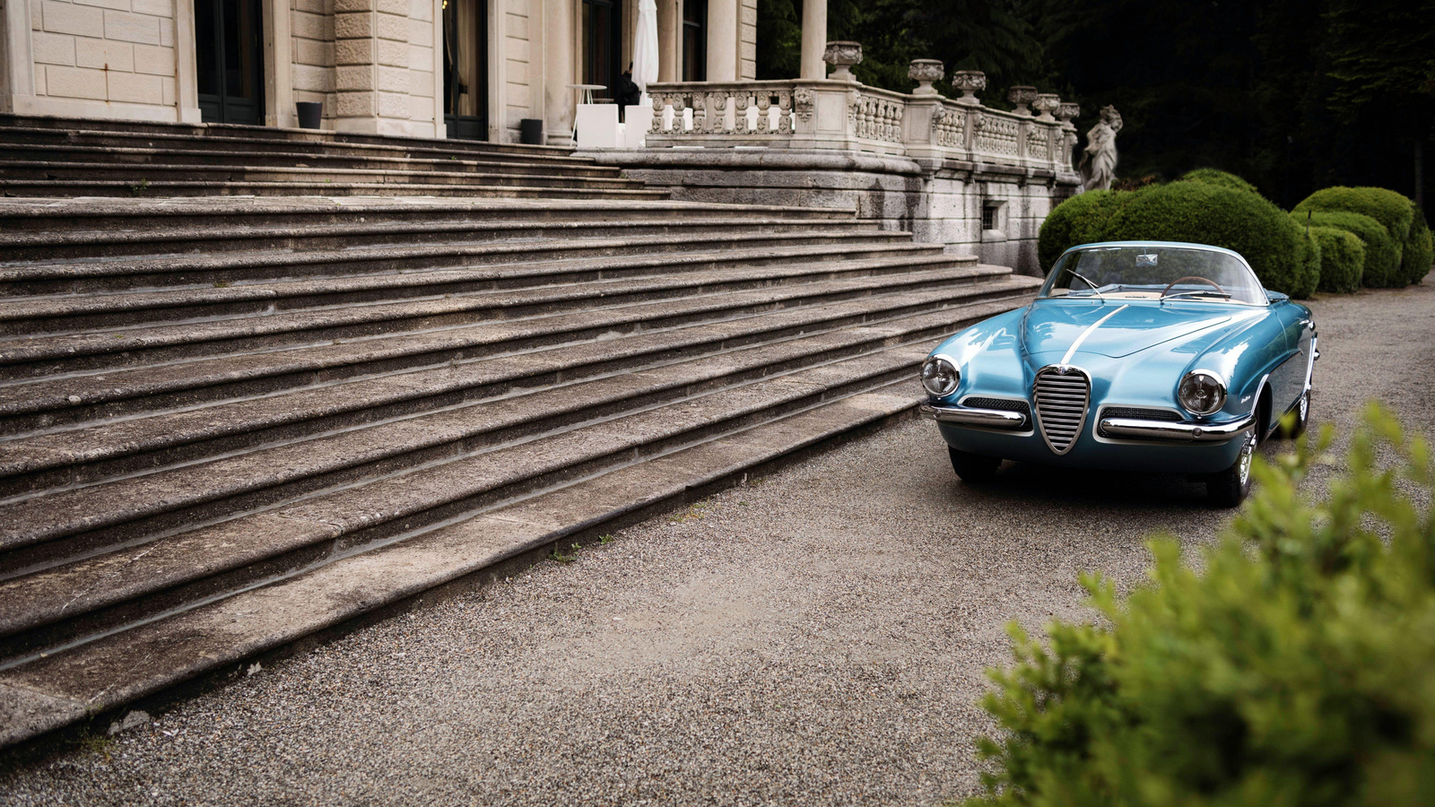 alfa romeo, 1900 c, super sprint, 1955, front view, blue