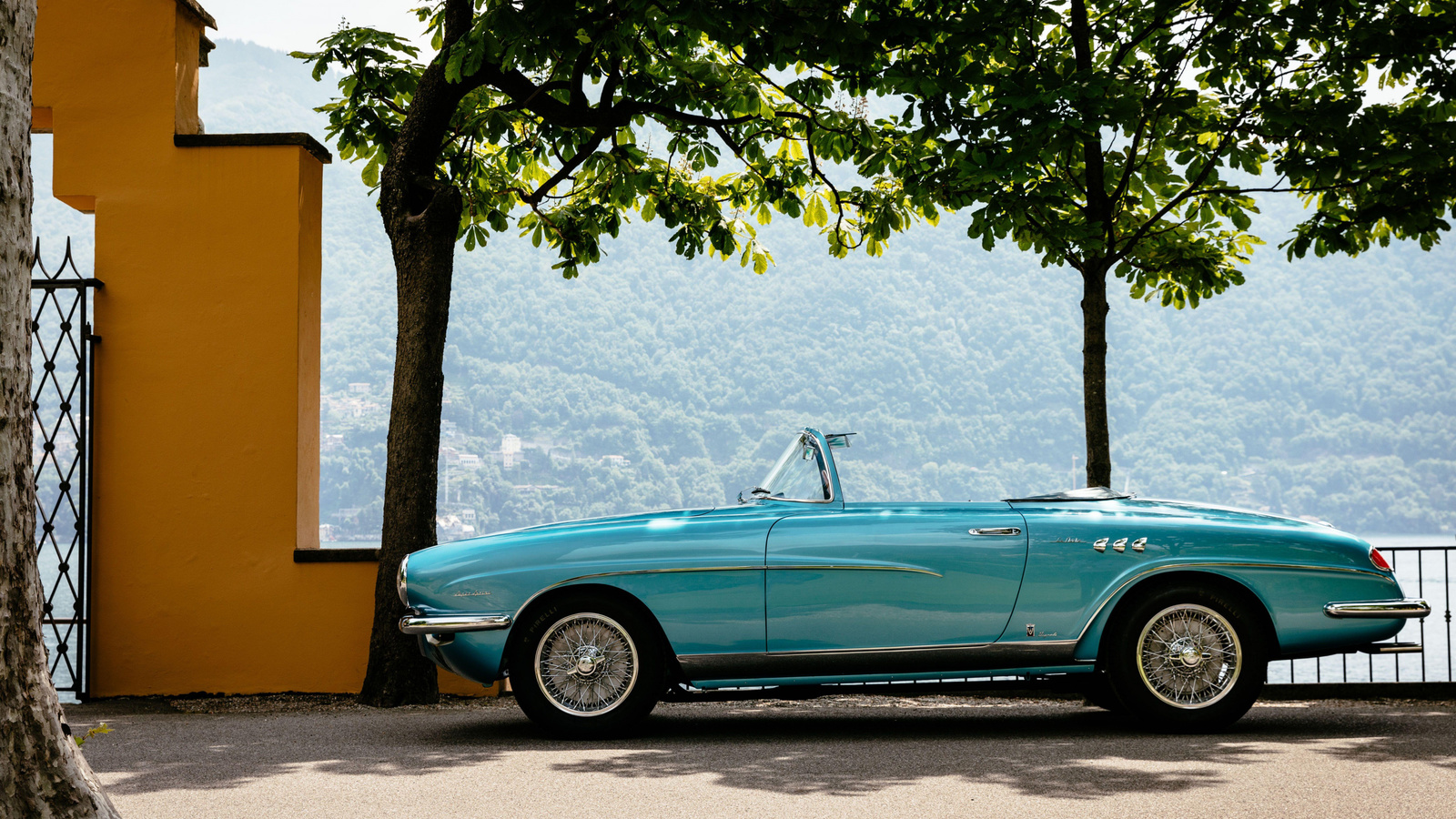 alfa romeo, 1900 c, super, sprint la fleche, 1955, side view, blue, convertible, retro