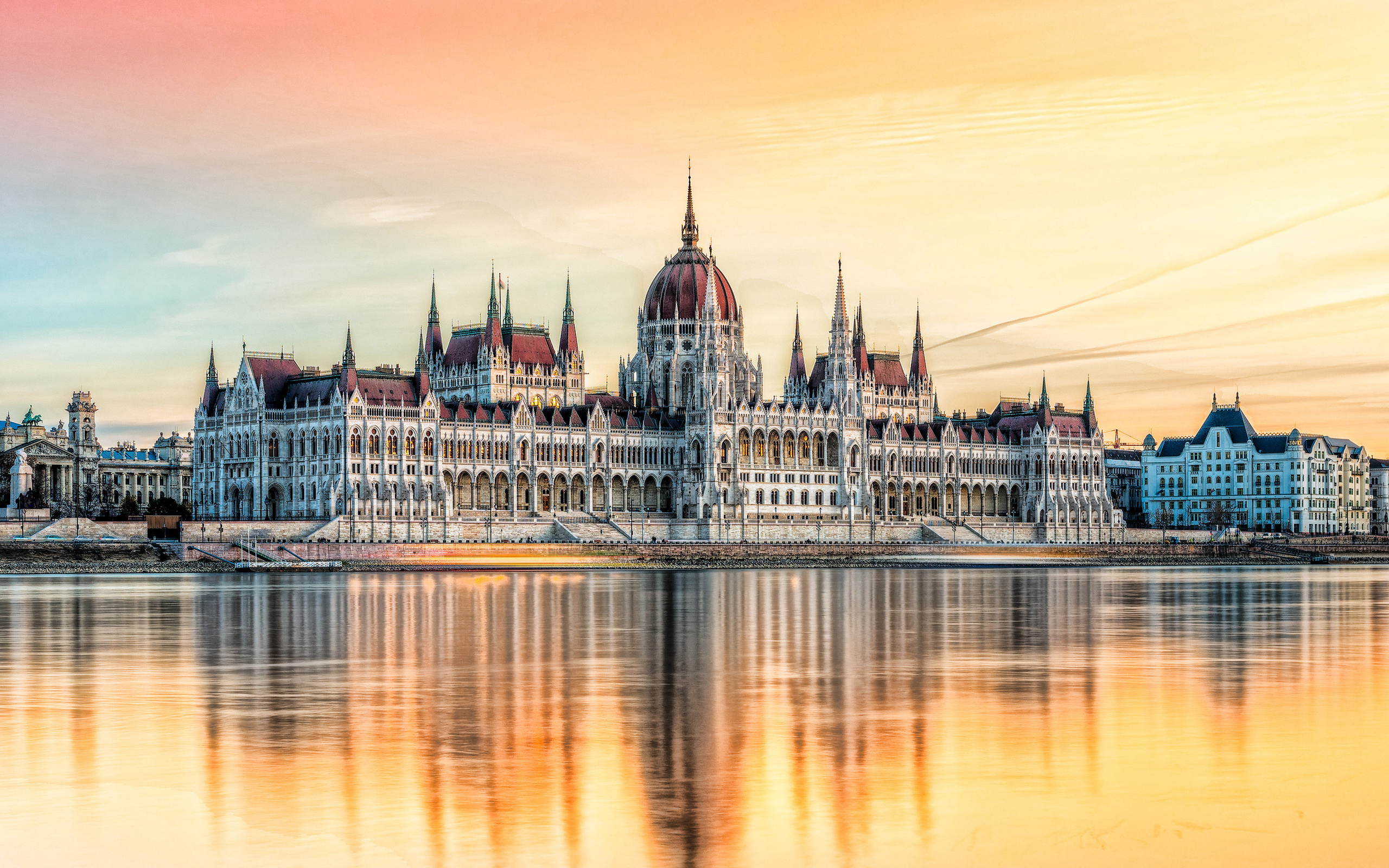 budapest, hungarian parliament building, evening, sunset, danube river, hungary, budapest landmark, parliament