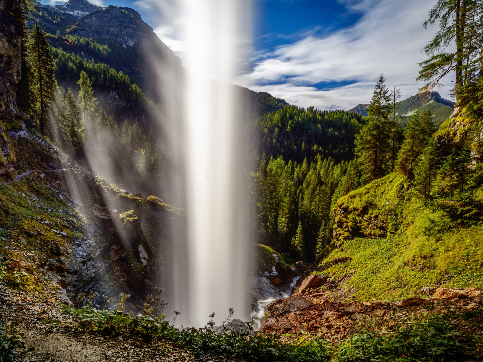 johannes waterfall, alps, mountain waterfall, mountain river, mountain landscape, forest, beautiful waterfall, obertauern, austria