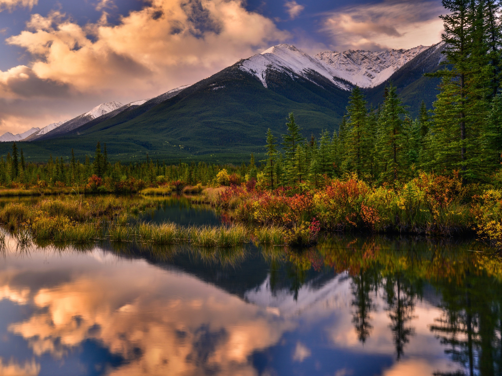 banff, national park, sunset, canadian rockies, mountains, alberta