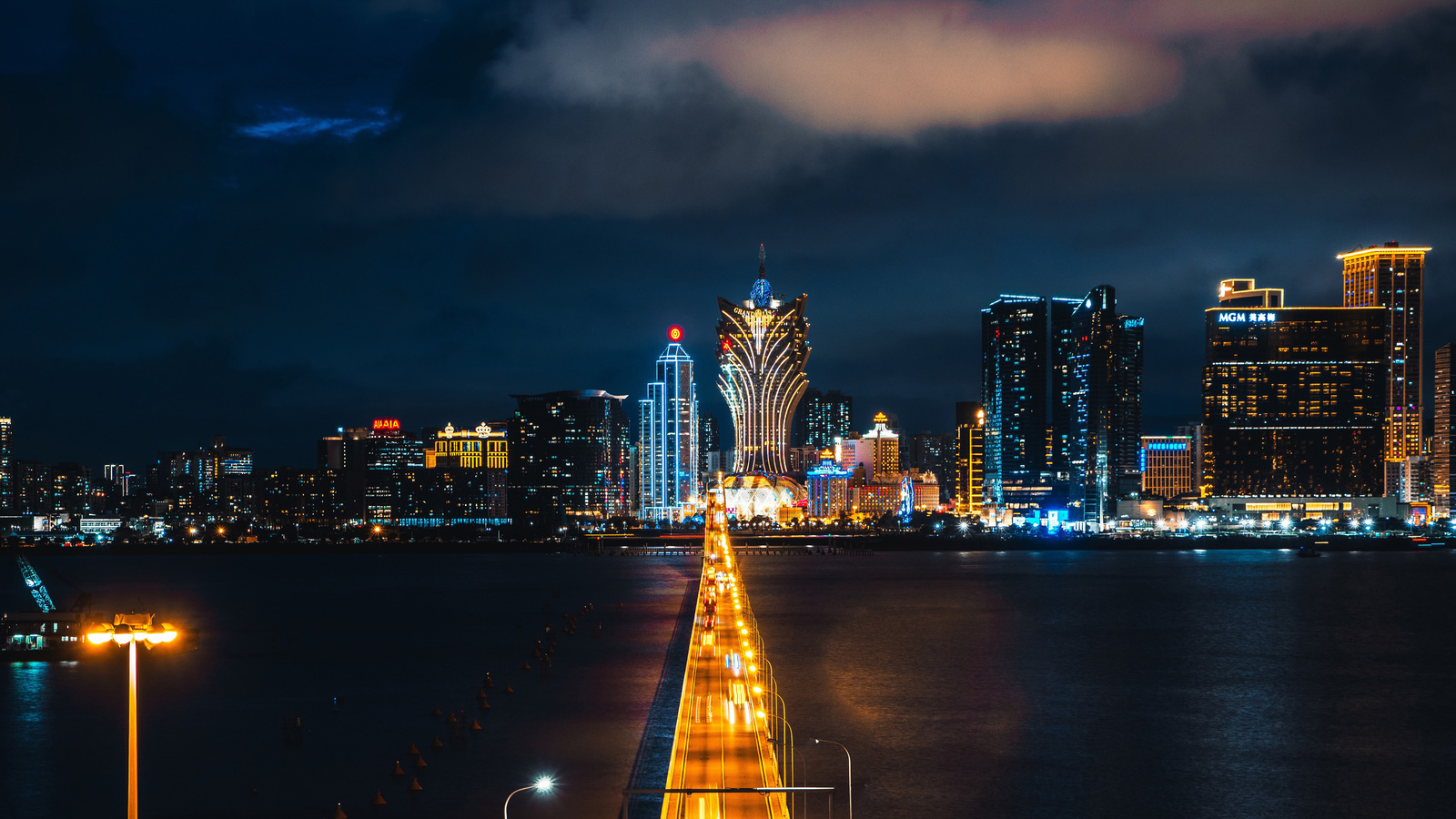 grand lisboa, 4k, macau, modern buildings, nightscapes, china, asia