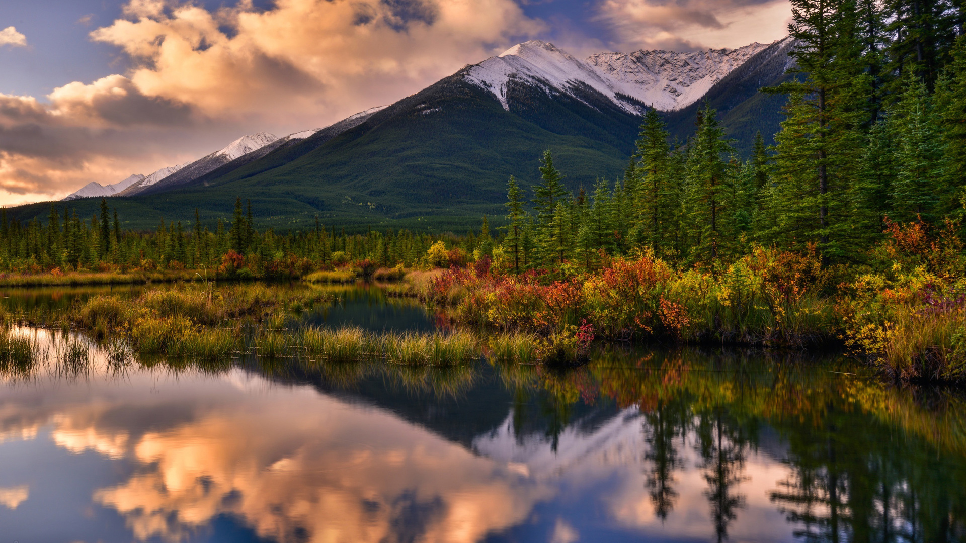 banff, national park, sunset, canadian rockies, mountains, alberta