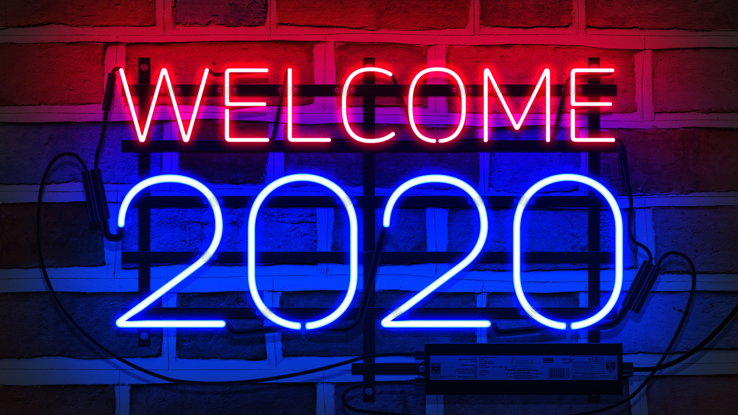 welcome, 2020, new year, neon