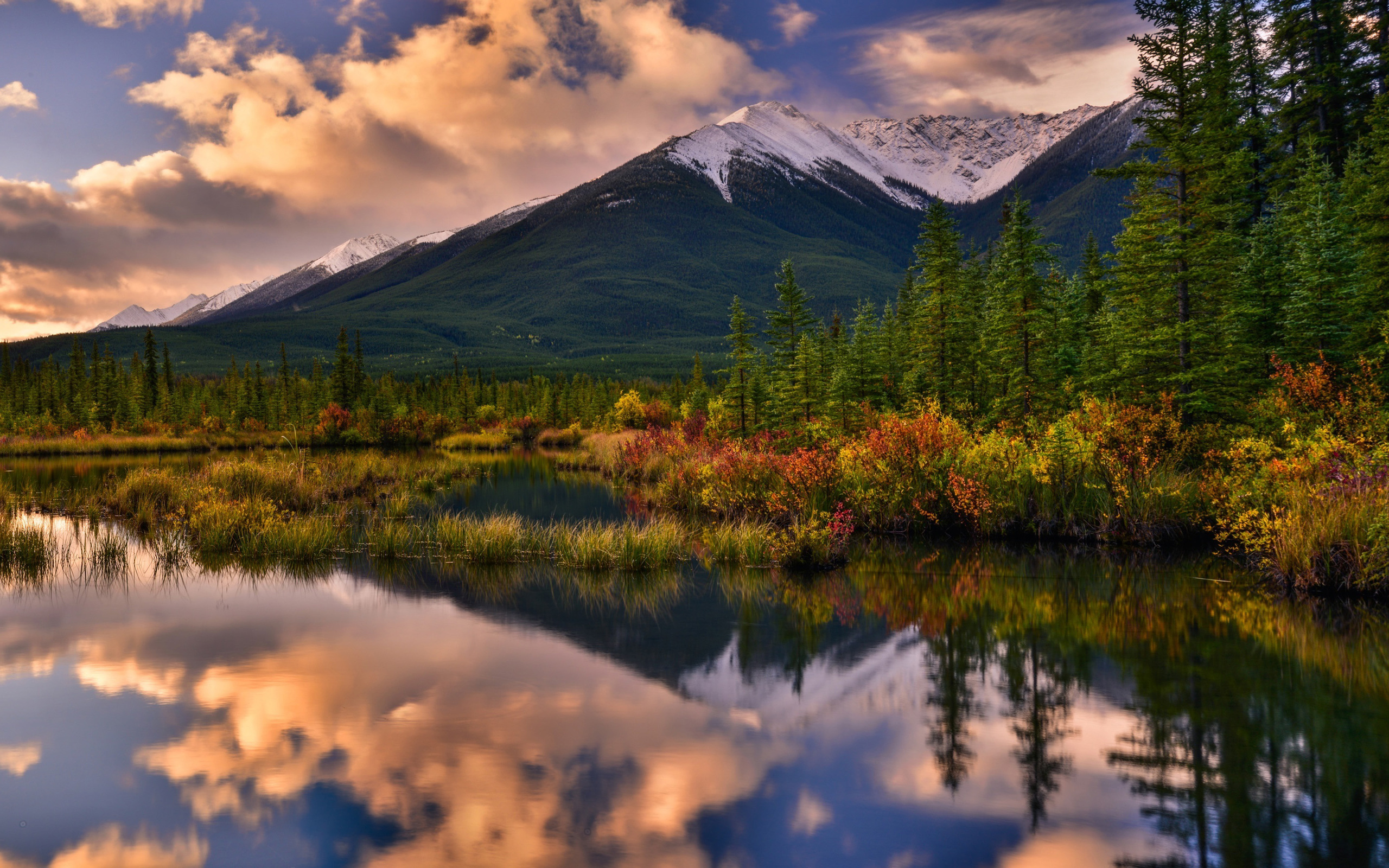 banff, national park, sunset, canadian rockies, mountains, alberta