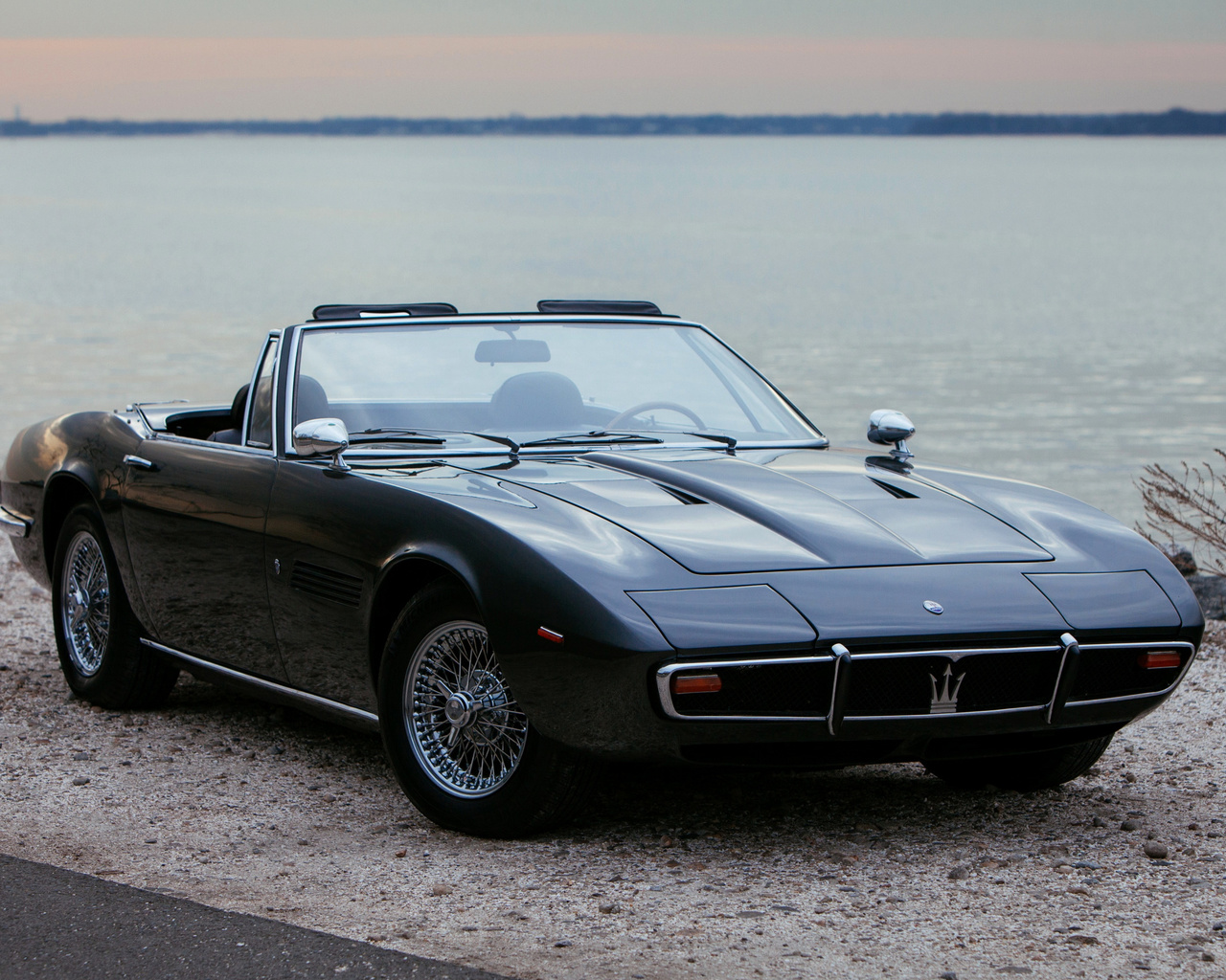 1969, maserati, ghibli, spyder, black, convertible, retro