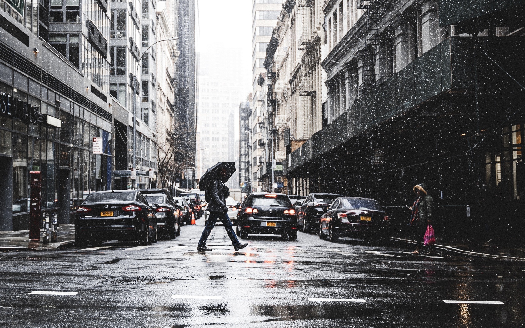 new york, morning, manhattan, winter, rain, buildings