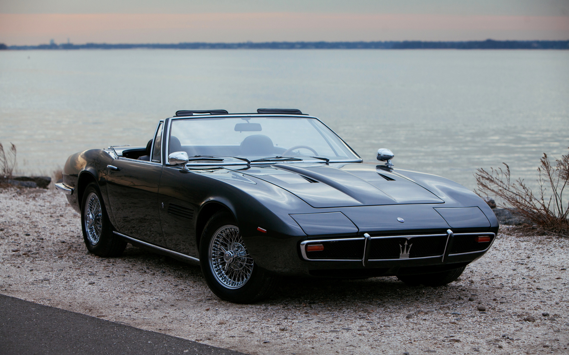 1969, maserati, ghibli, spyder, black, convertible, retro