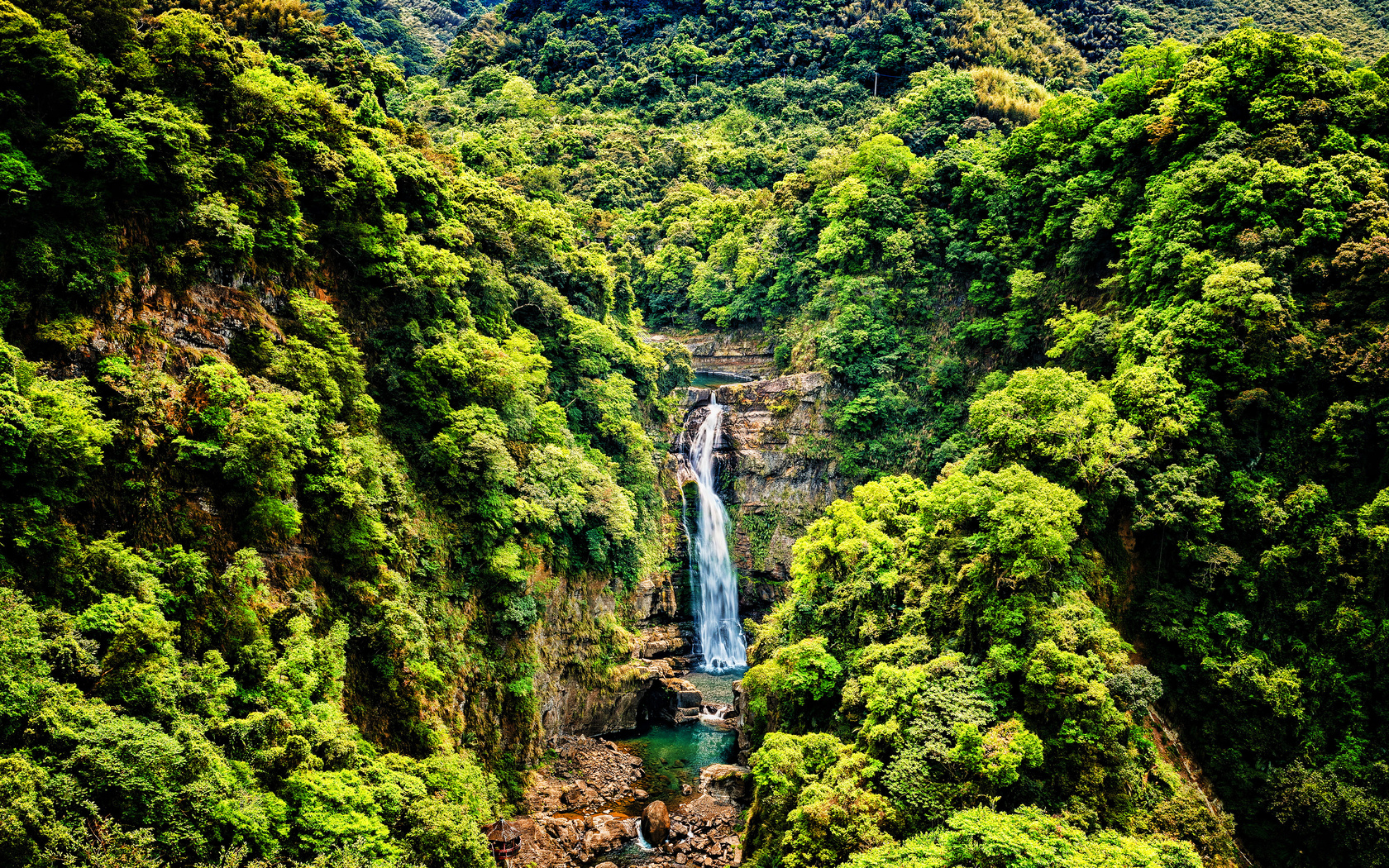 taiwan, 4k, hdr, waterfall, beautiful nature, rock, thai nature, summer, jungle