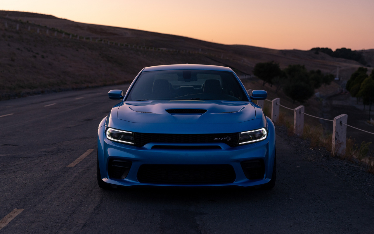 dodge charger srt, hellcat widebody, daytona 50th anniversary edition, front view, sports sedan, tuning charger, new, blue, charger, american cars, dodge