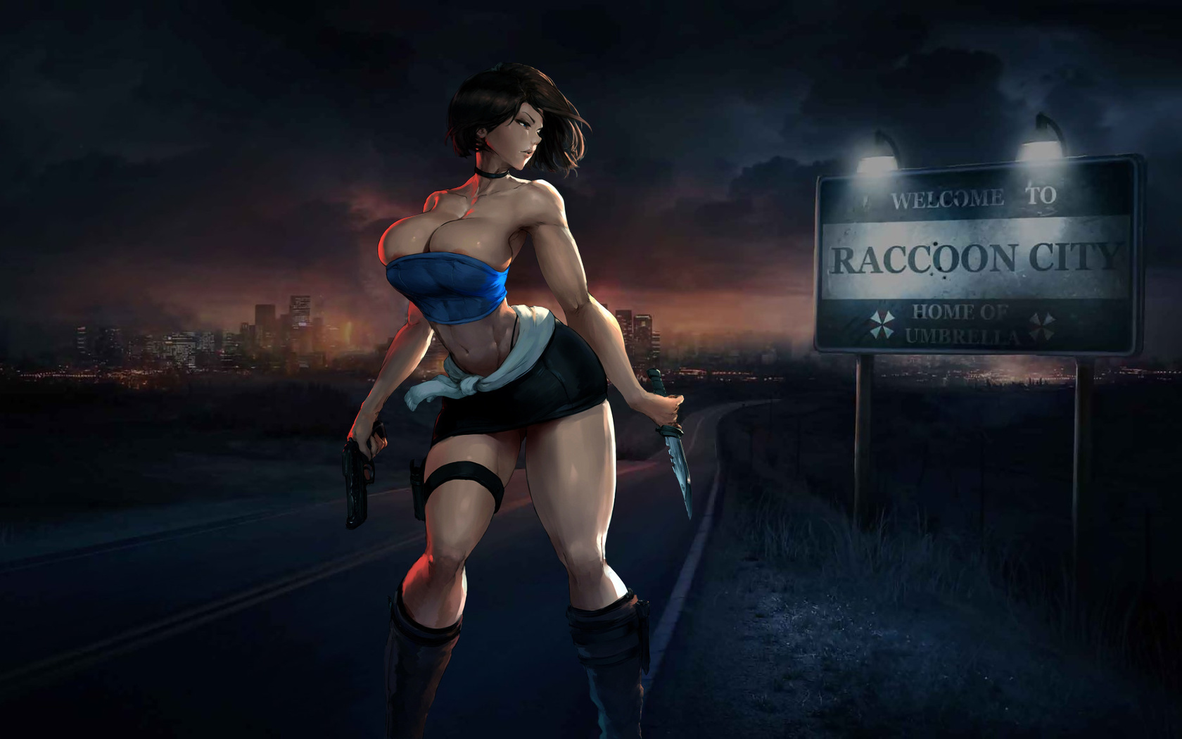 jill valentine, resident evil, hentai, raccoon city, game, beautiful, weapons, anime, knives, avispon217