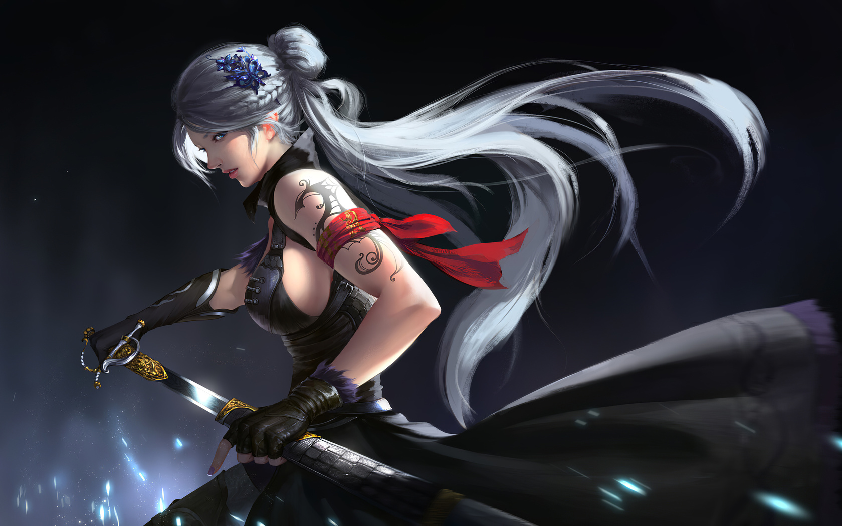 asian, girl, with, sword
