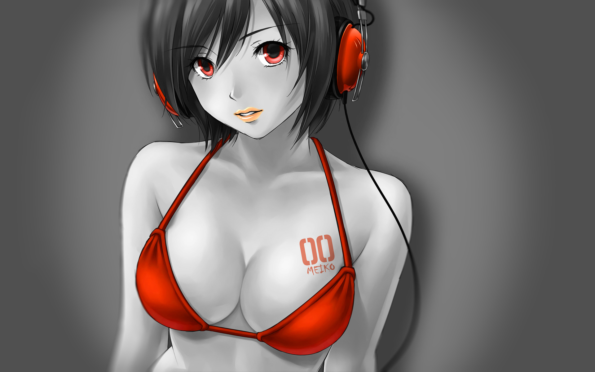 meiko, vocaloid, anime, girl, headphones, red