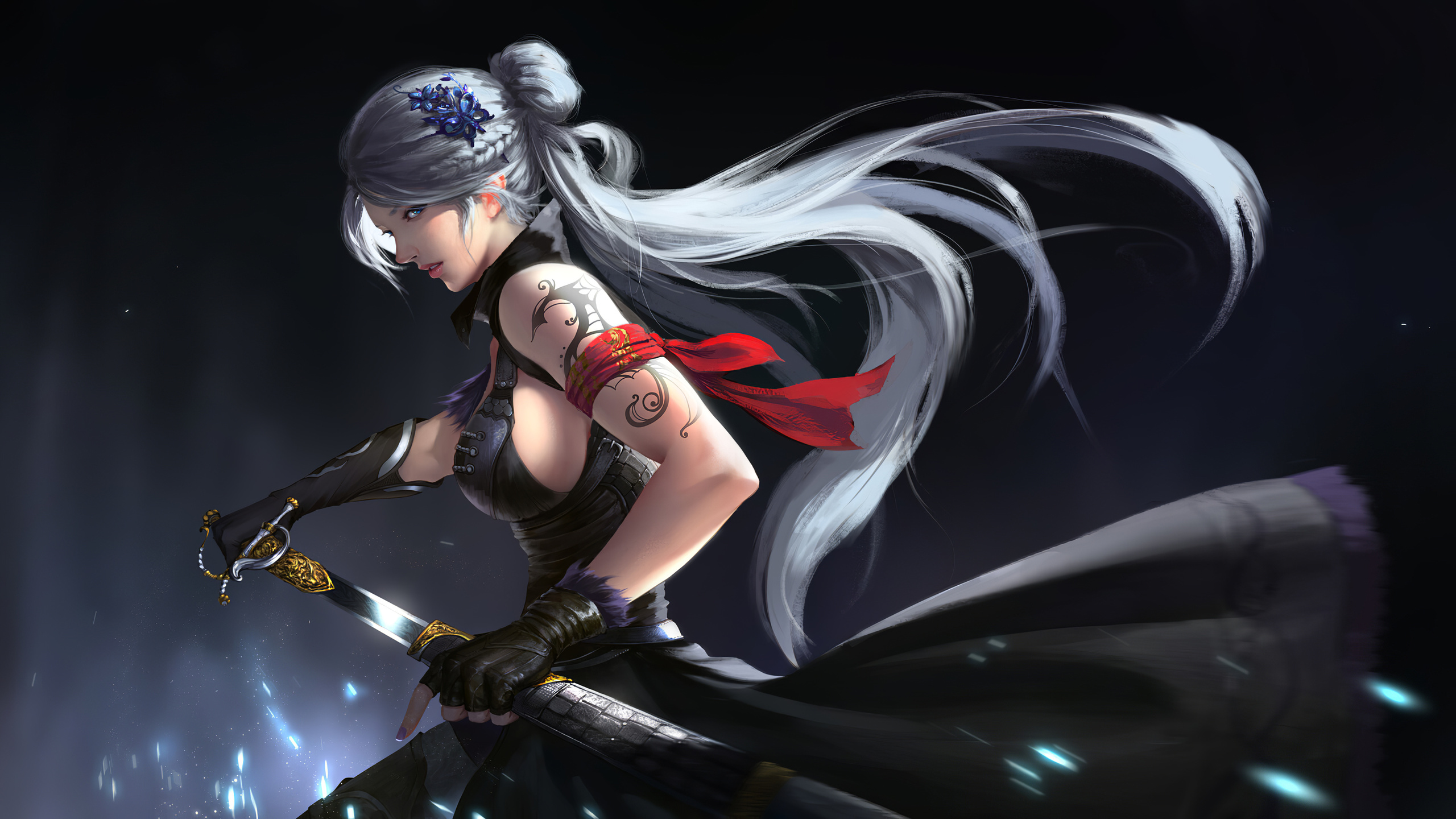 asian, girl, with, sword