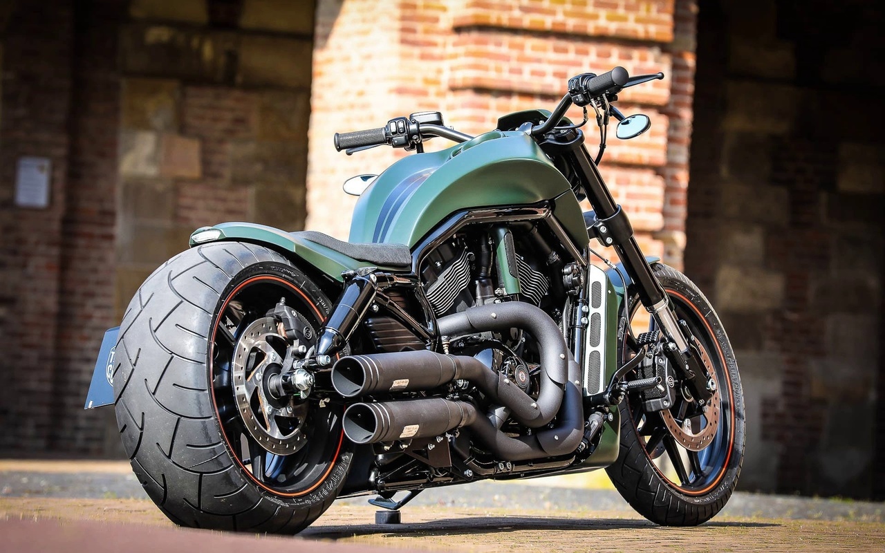 harley davidson, custom, thunderbike, green poison