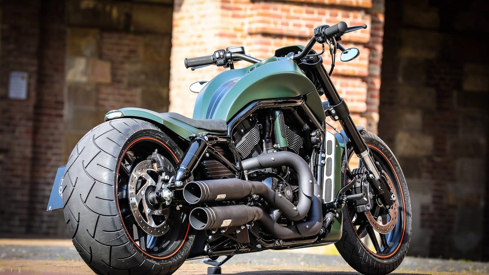 harley davidson, custom, thunderbike, green poison