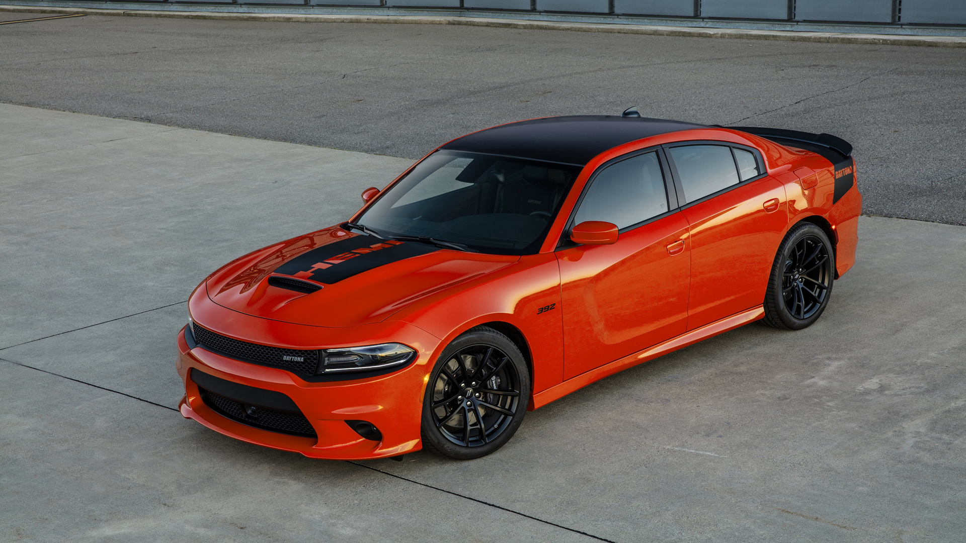 dodge charger, daytona, 392, front view, exterior, orange