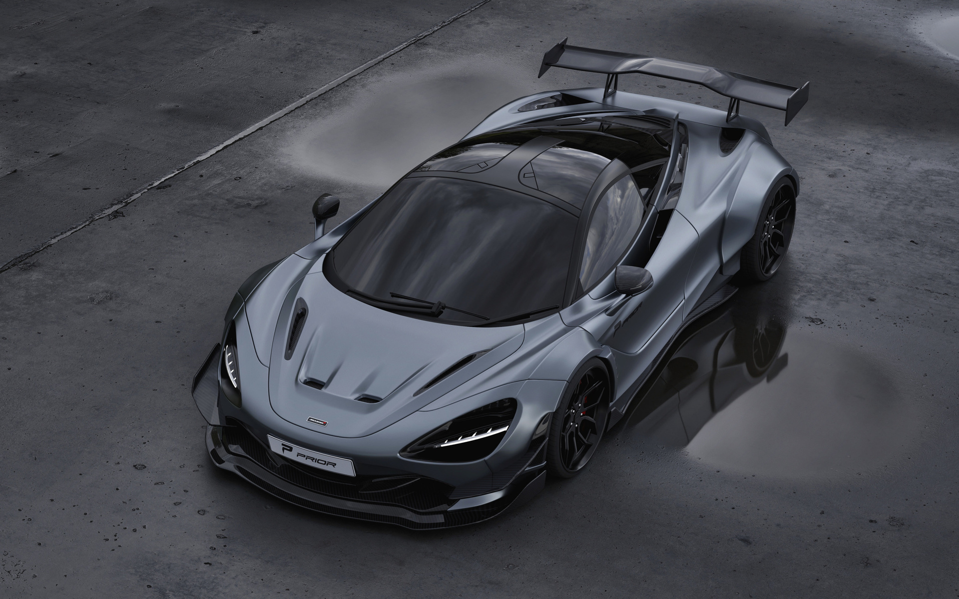 mclaren, 720s, prior design, aerodynamic body kit, tuning, 720s, gray, sports coupe, supercars