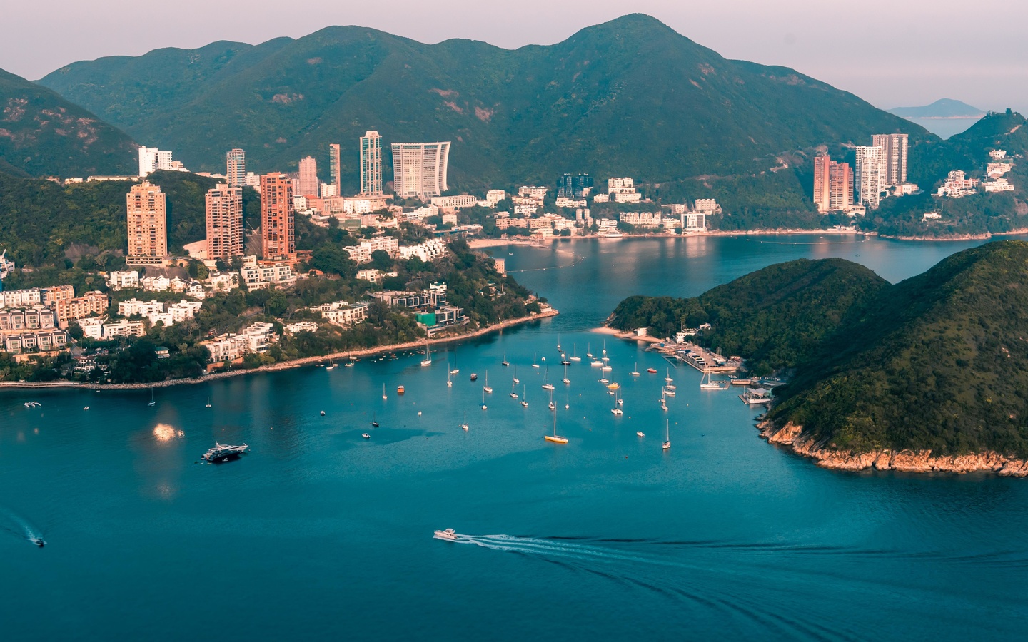 city, coast, buildings, port, hong kong