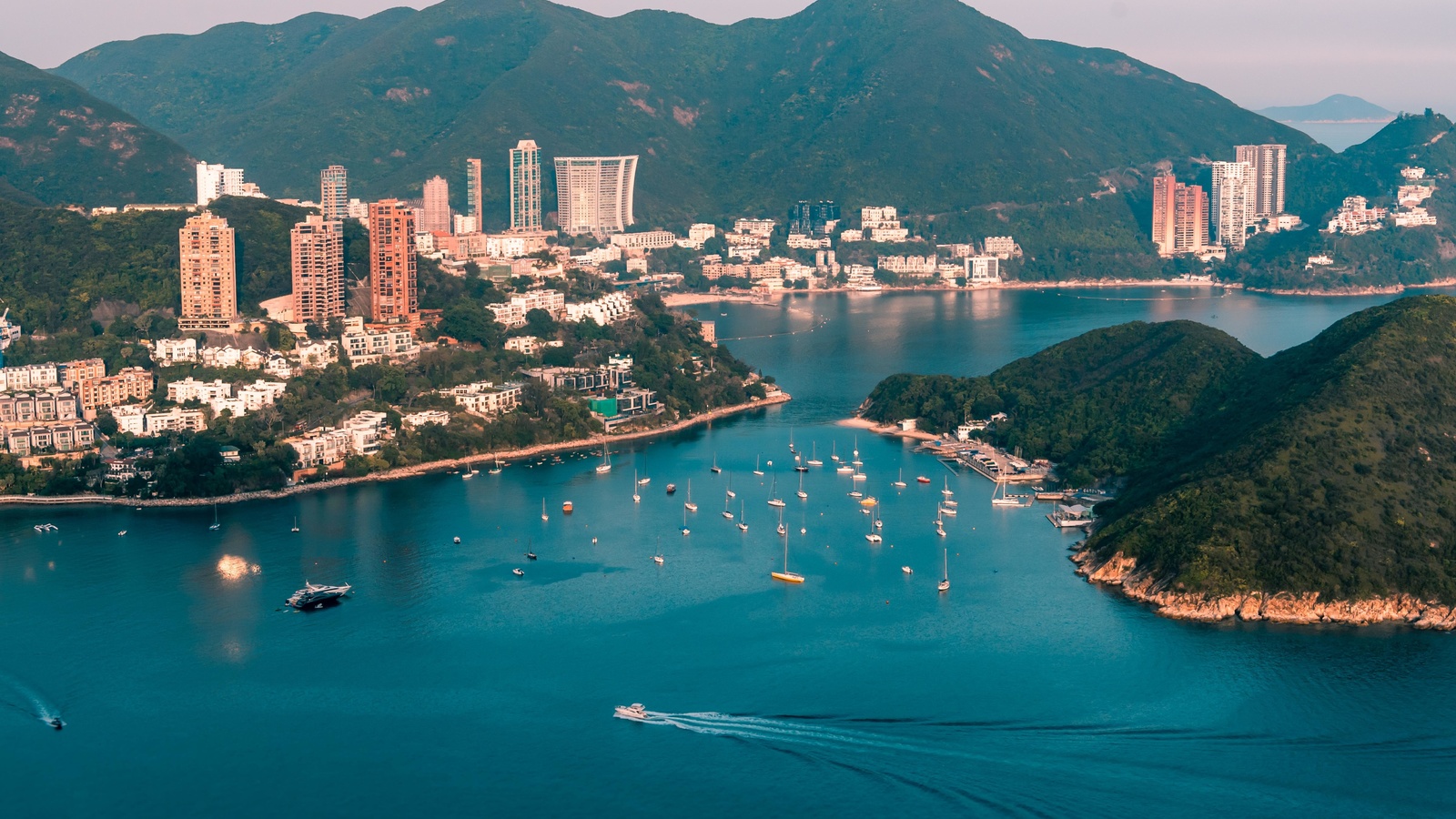 city, coast, buildings, port, hong kong