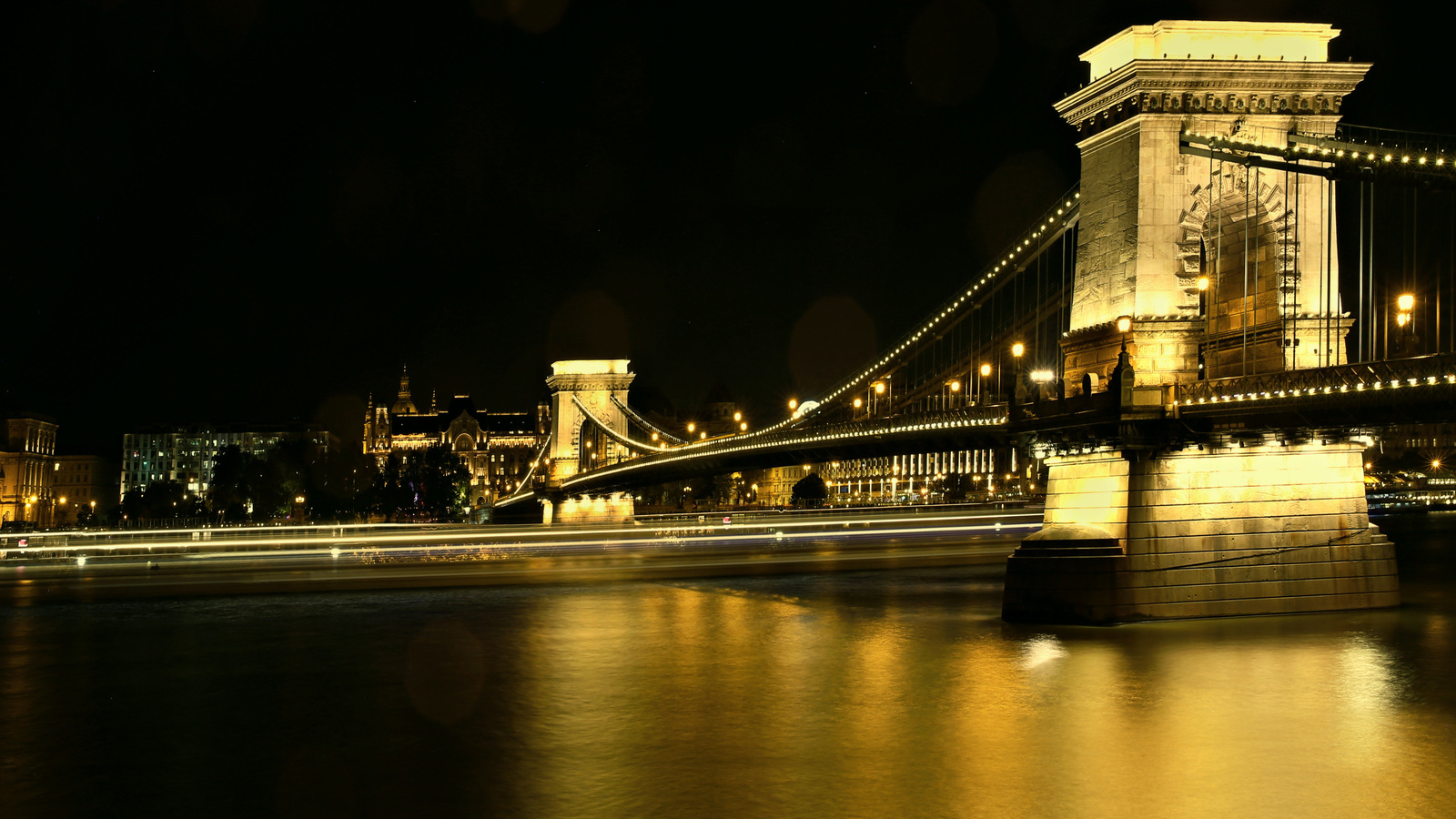 chain bridge, danube river, budapest, night, river, landmark, budapest cityscape, hungary