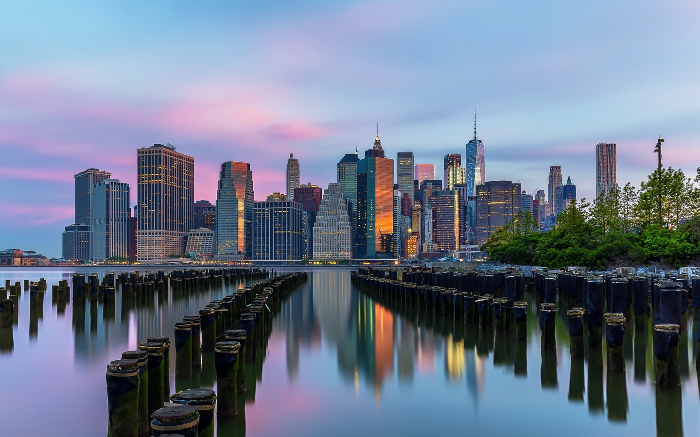 brooklyn, skyscrapers, new york city, sunrise, morning, architecture, united states