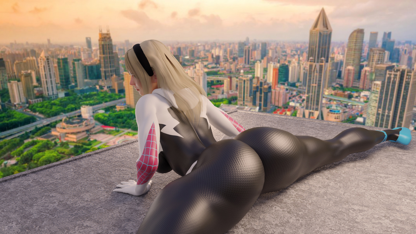 gwen stacy, spider gwen, comic, girls, superheroines, marvel, comics, ass, blonde, spider man