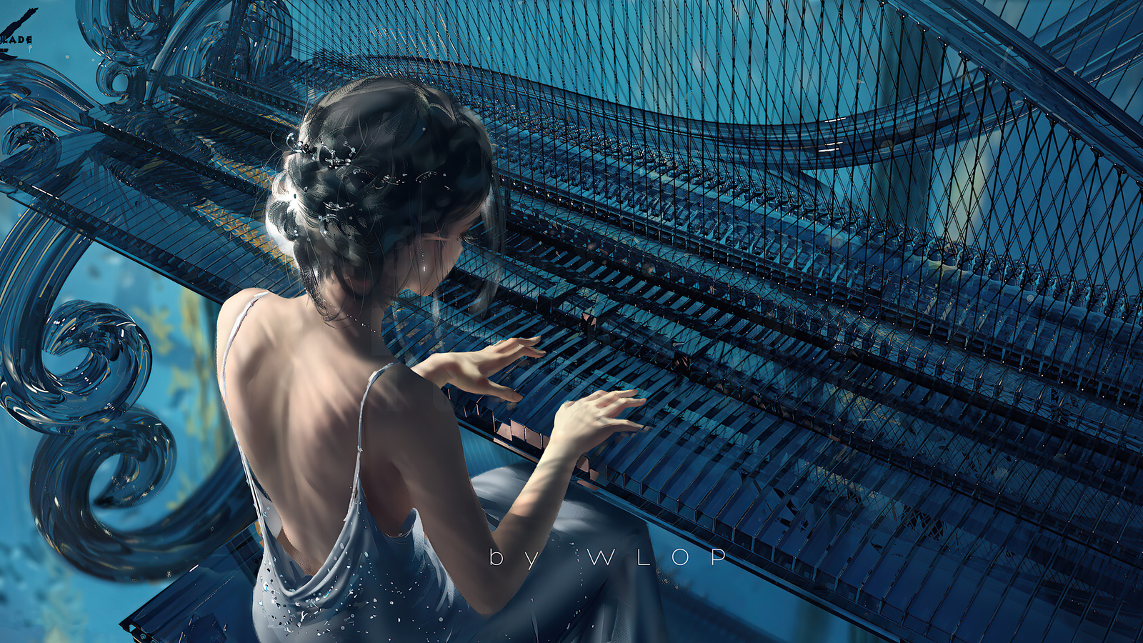 artwork, classic, piano, girl