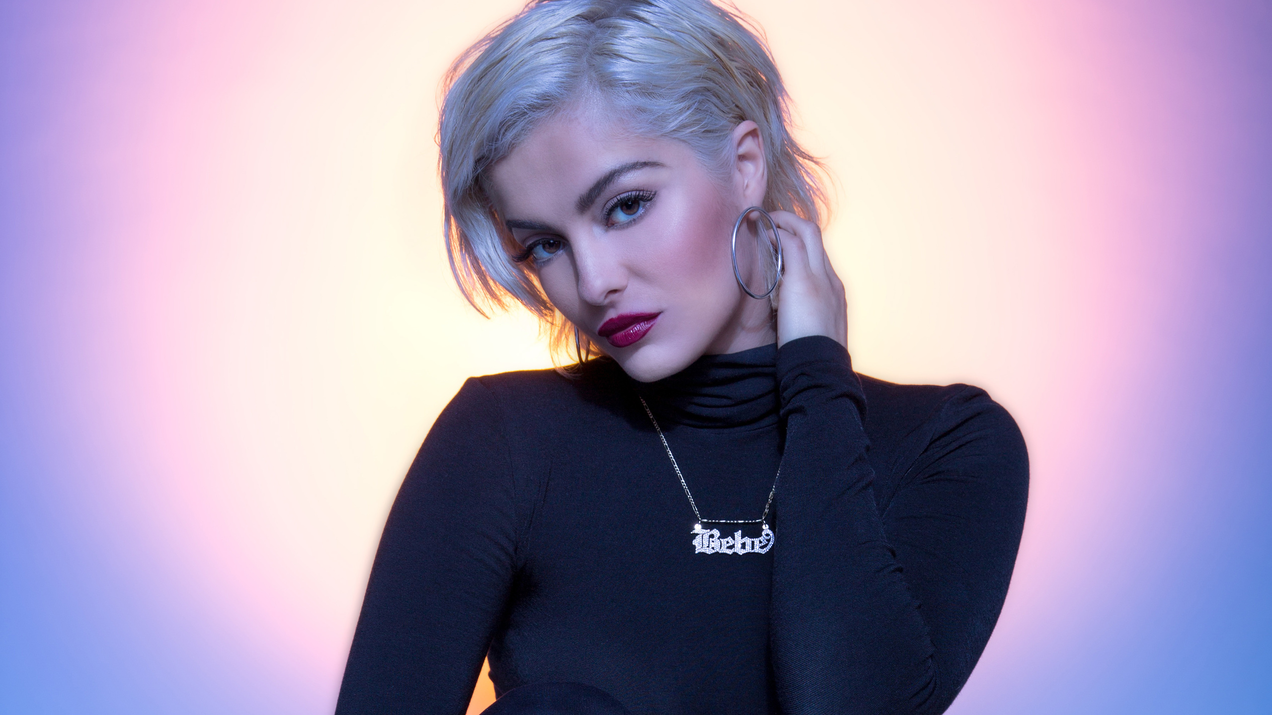 bebe rexha, american singer, gradient background