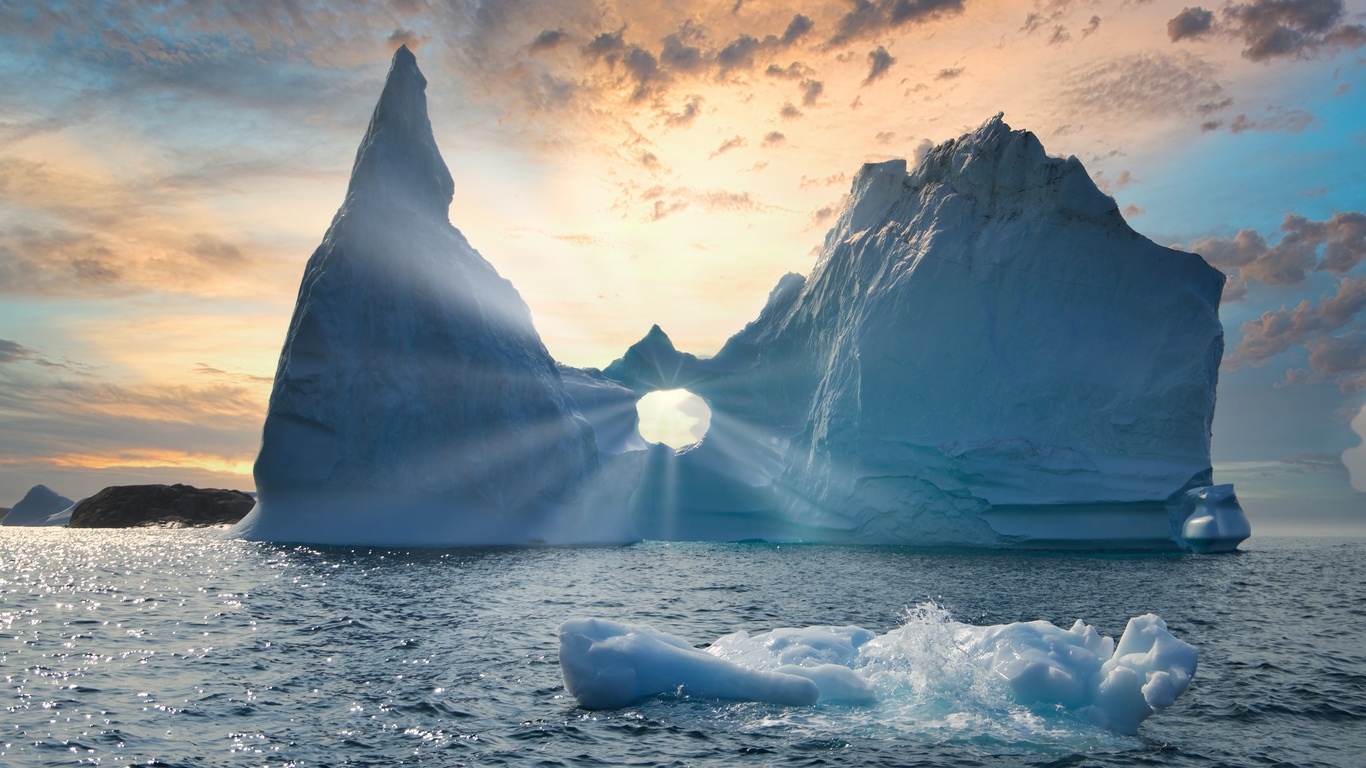 nature, iceberg, sunbeam
