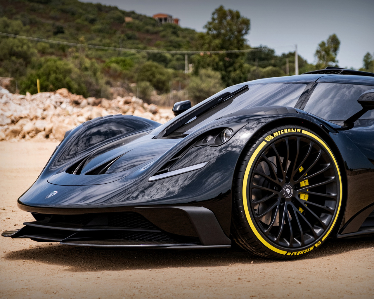 2021, ares, design, s1, project, front view, exterior, black, supercar