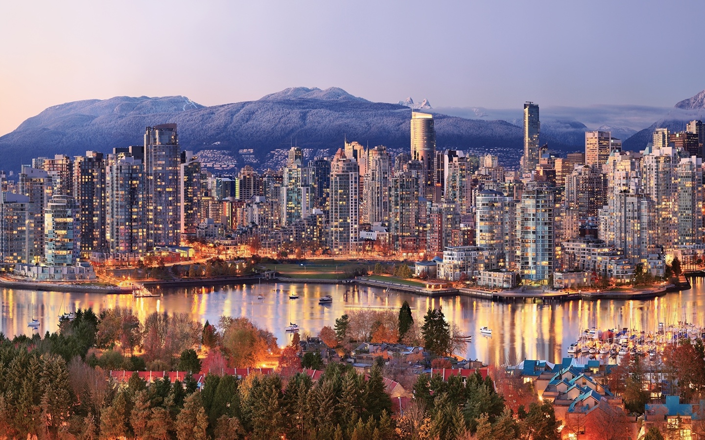 vancouver, canada, cityscape, modern architecture, mountain, river