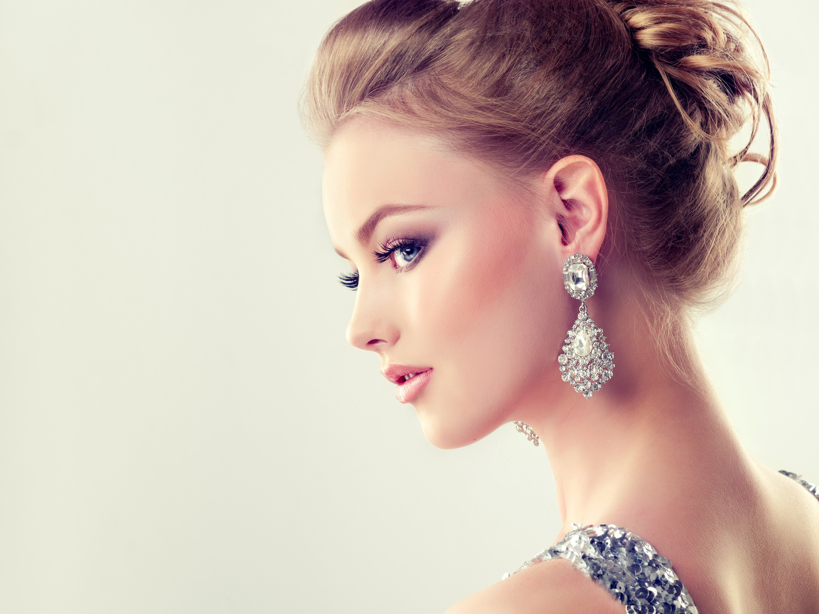 girl, model, makeup, hairstyle, earrings