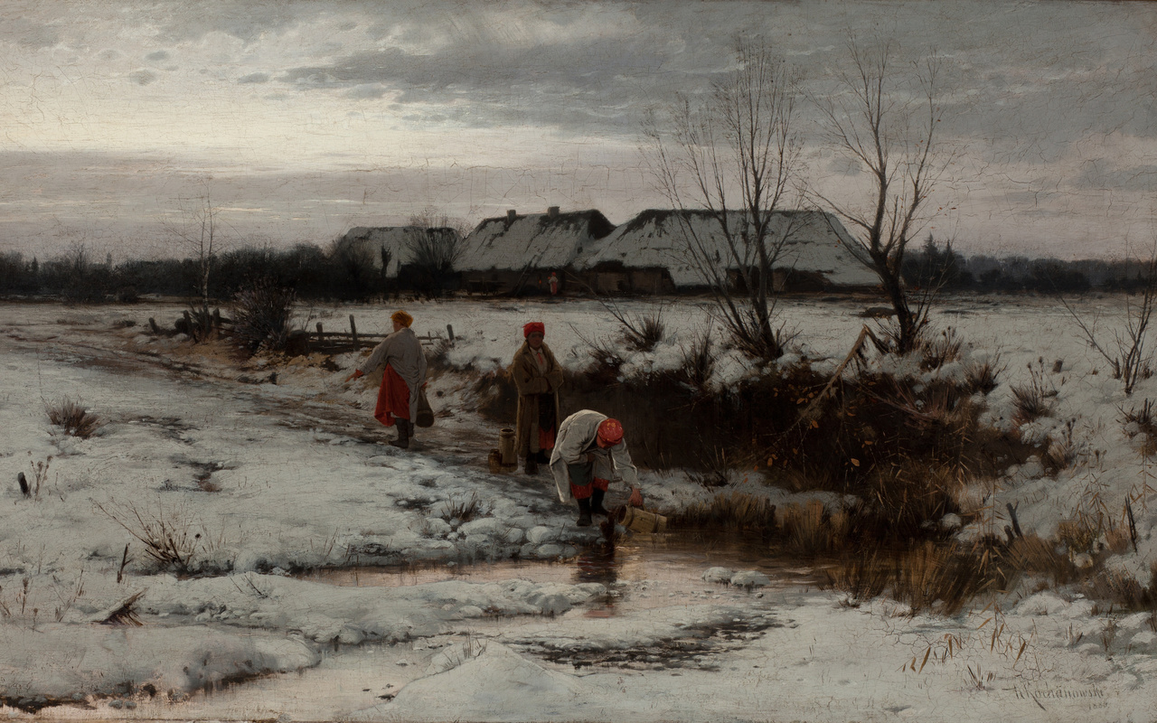 roman kochanowski,  , 1886, winter landscape,  , national museum krakow