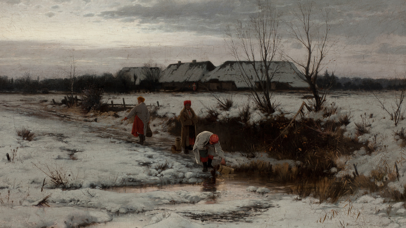 roman kochanowski,  , 1886, winter landscape,  , national museum krakow