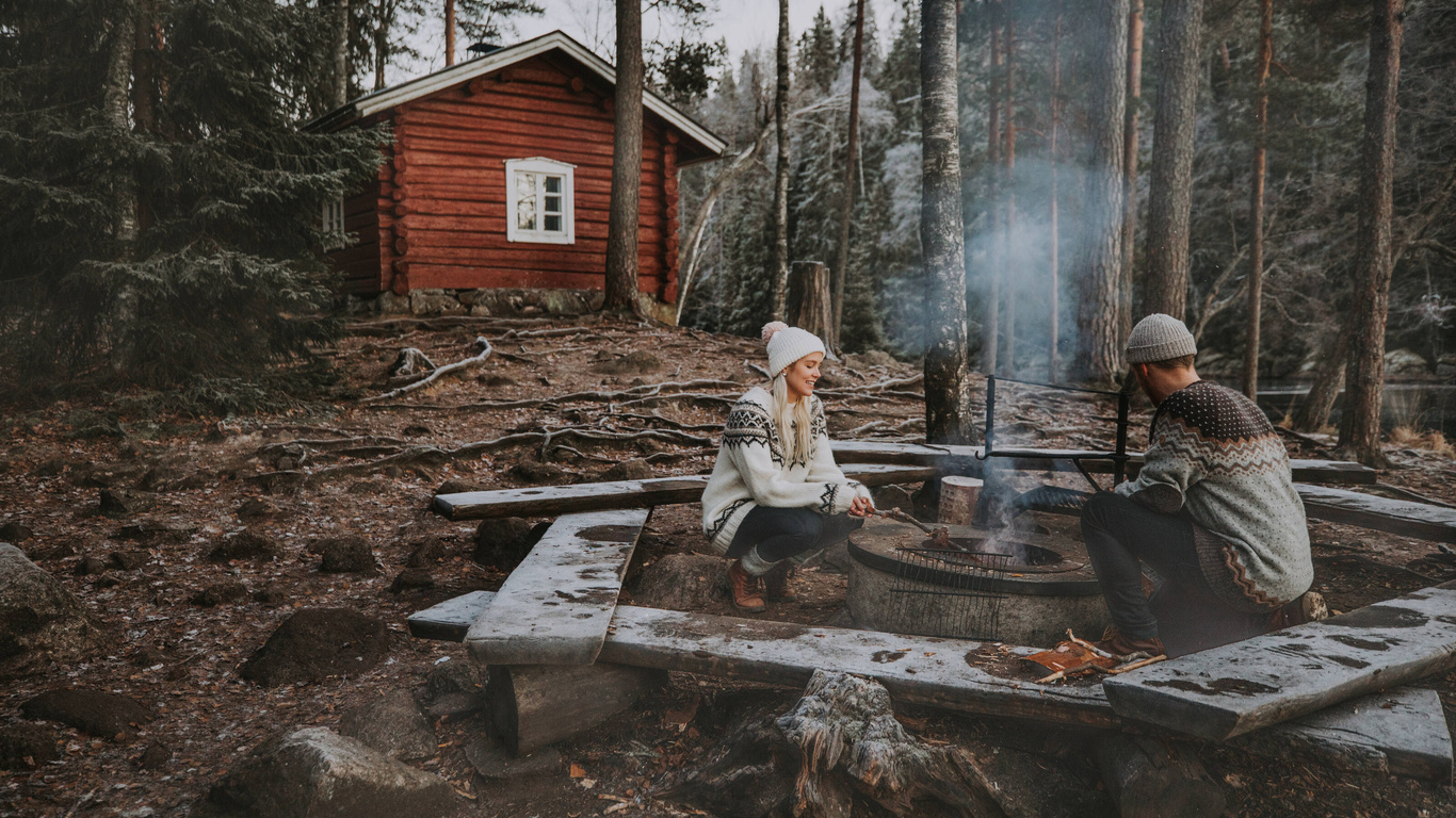 helvetinjarvi national park, campfire, finland, forest, arctic nature