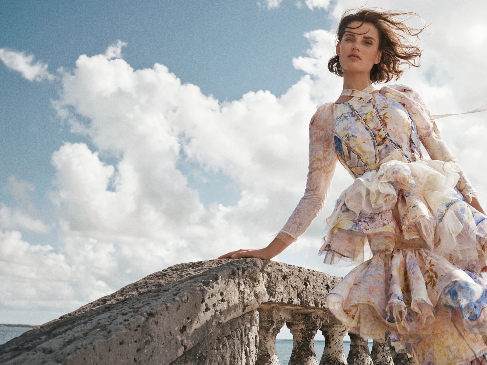 zimmermann, the dancer, spring summer 2022 campaign ad, rhythmic asymmetric dress, citrus garden