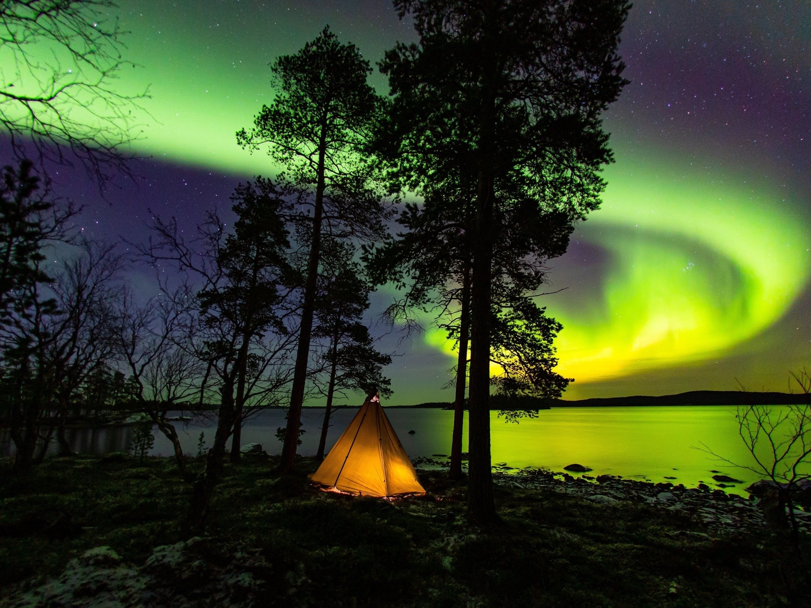 lapland, aurora borealis, northern lights, finland, nature