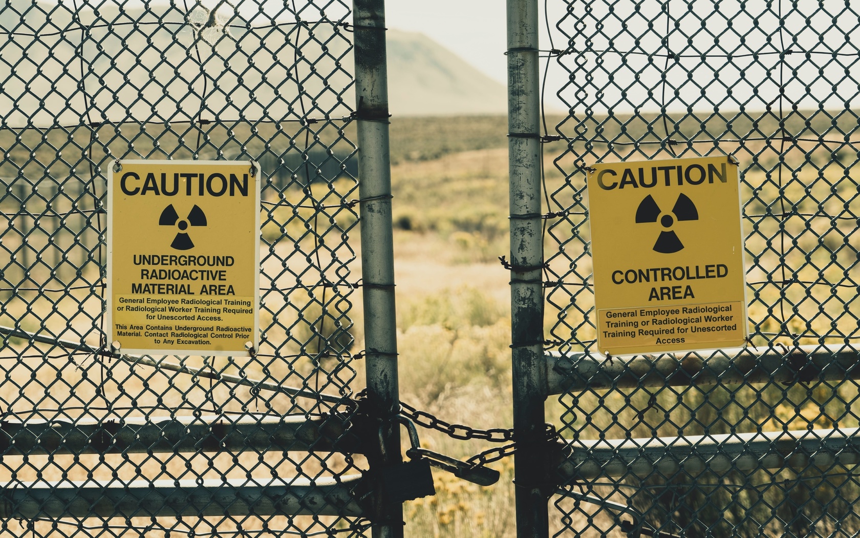 nuclear energy, radioactive waste, caution, idaho, fence, radiation warning signs
